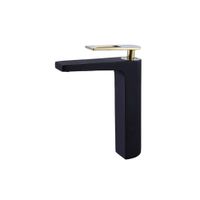 MEZCLADORA MONOCOMANDO DE LAVATORIO ALTO SEXY NEGRO & DORADO