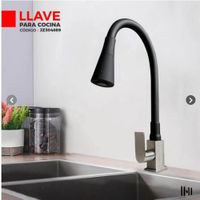 GRIFERIA DE COCINA CON PICO FLEXIBLE NEGRO AL MUEBLE JZ304089