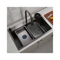 LAVADERO DE COCINA MULTIFUNCIONAL ACERO INOX NEGRO DLX-7546B