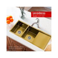 LAVADERO DE COCINA 2 POZAS CON ESCURRIDERO DORADO ULD07-12050