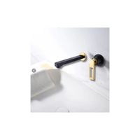 MEZCLADORA MONOCOMANDO DE LAVATORIO A PARED NEGRO CON DORADO