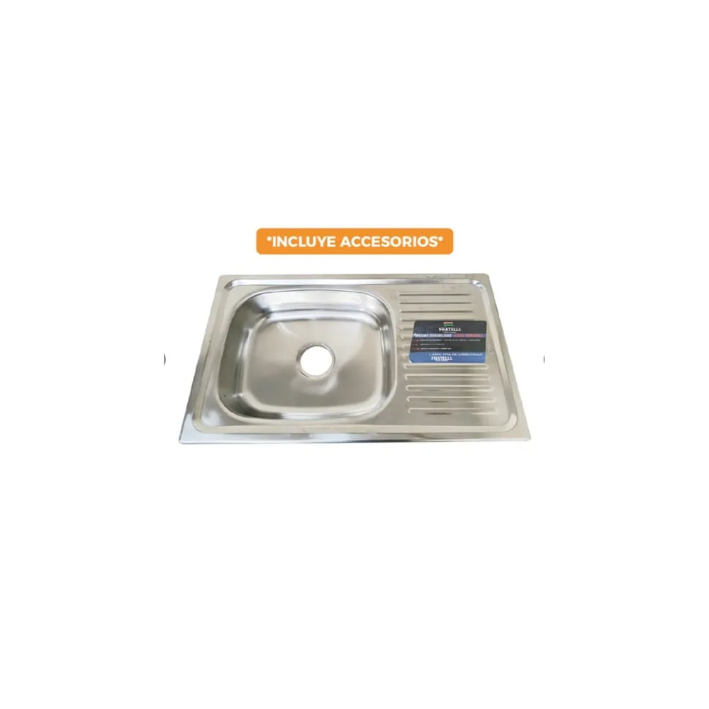 LAVADERO DE COCINA ACERO CON ESCURRIDERO 75 X 45 X 15 CM SATINADO LP-7545