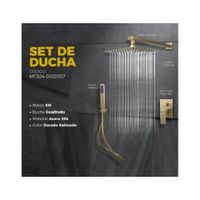 MEZCLADORA PARA DUCHA CUADRADO DORADO ACERO MT304-101D107