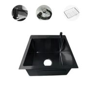 Lavadero Cuadrado Premium Negro con Dispensador Integrado y Canastilla