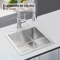 Lavadero Compacto Satinado Acero Inoxidable con Dispensador y Canastilla