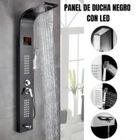 Columna de Ducha Iguazú Negro con LED y Panel Multifunción