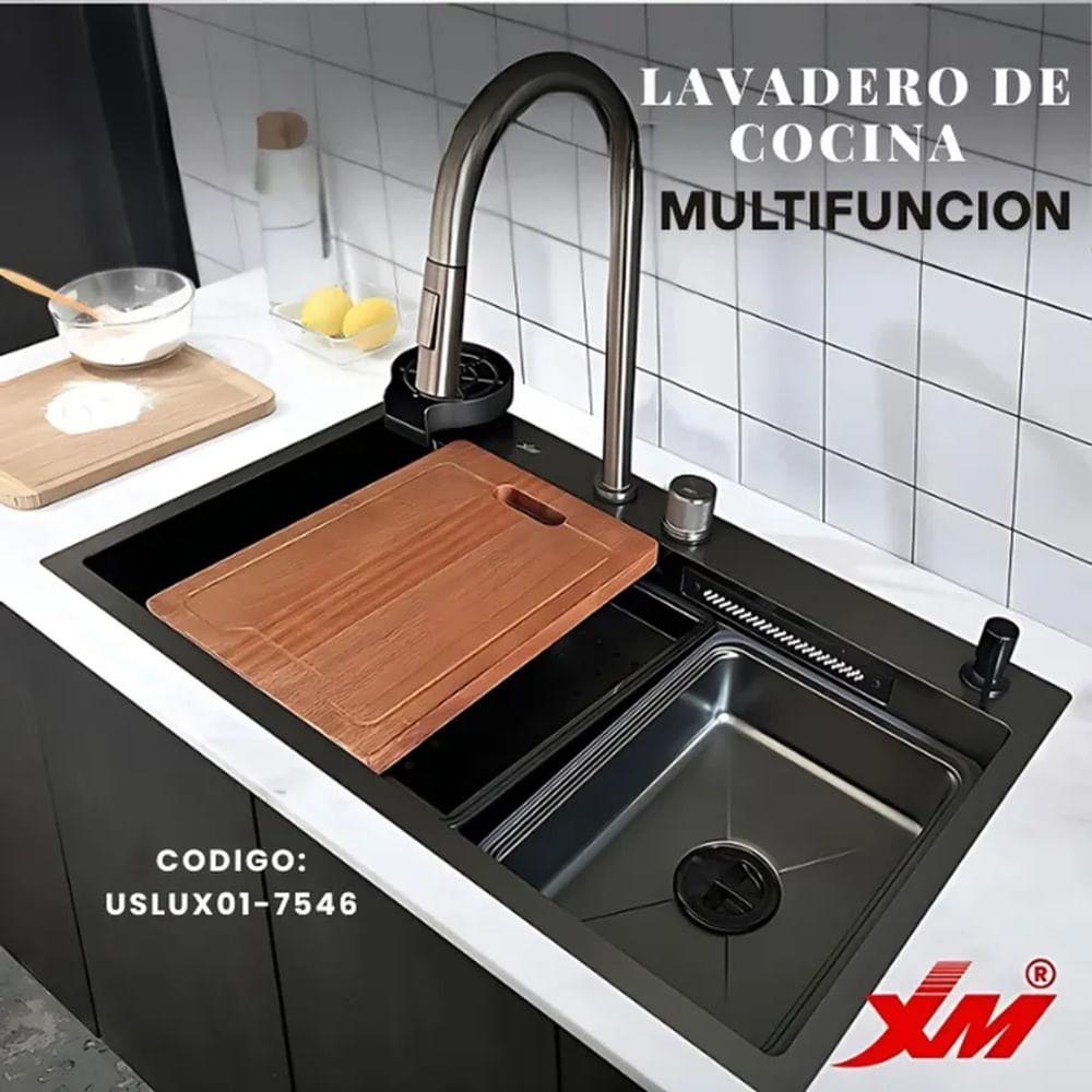 Lavadero de Cocina Multifuncional Negro XM USLUX01-7546