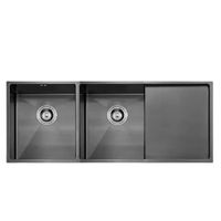 Lavadero de Cocina 2 Pozas con Escurridor Negro XM ULD01-12050