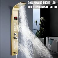 Columna de Ducha Iguazú Satín Dorado con LED y Panel Multifunción