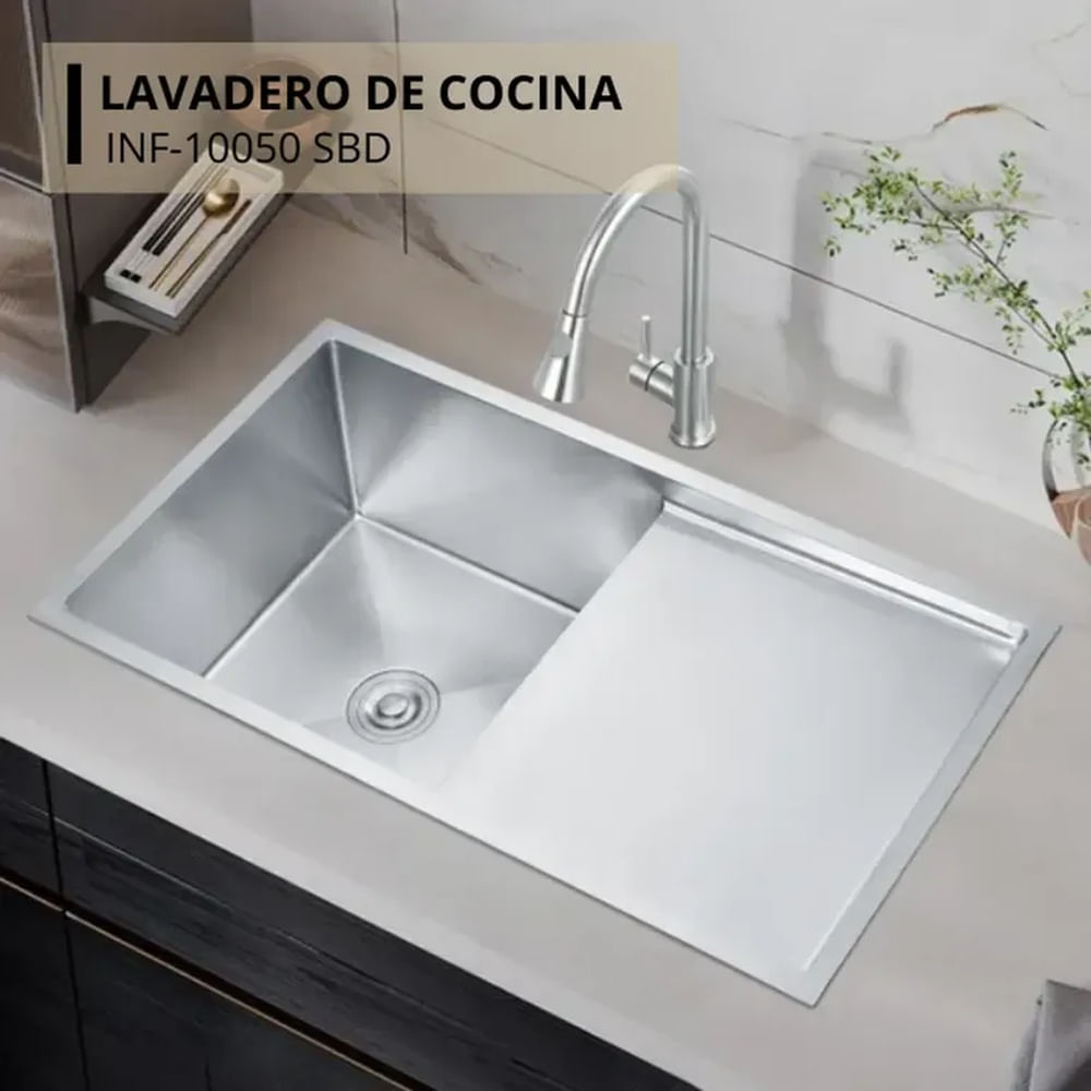 Lavadero Acero Inoxidable Satinado con Escurridor Lateral Premium