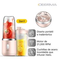 Licuadora Inalámbrica Portatil Acero Inoxidable 400 ml Rosa 140W