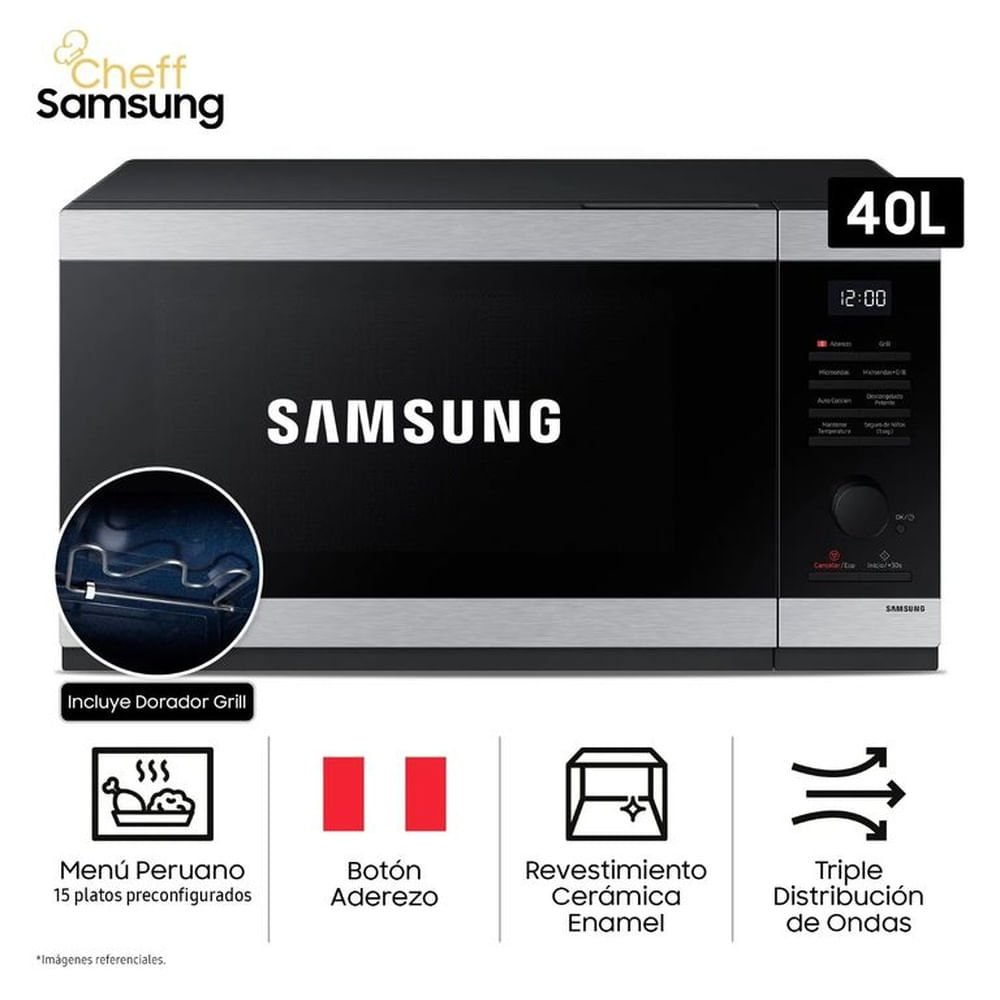 Horno Microondas Cheff Samsung 40L MG40DG5524ATPE con Dorador