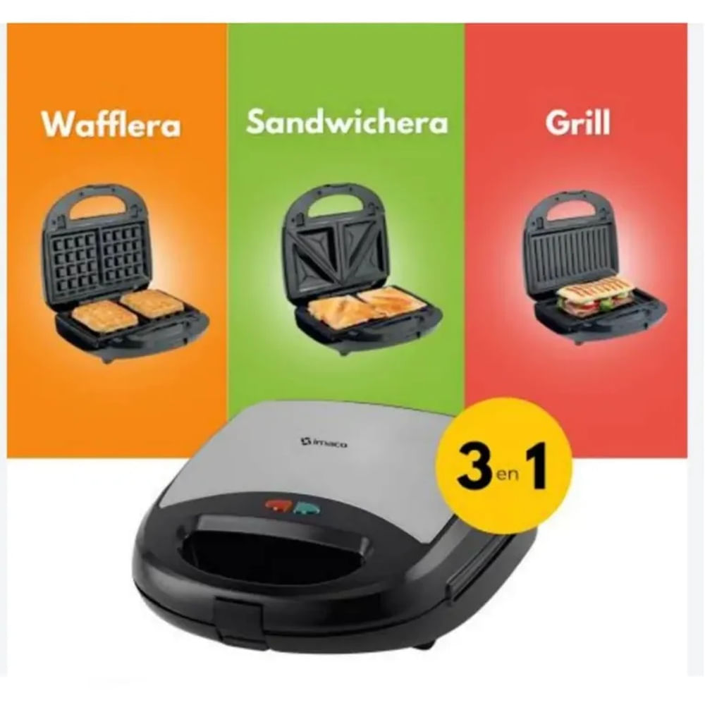 Sandwichera 3 en 1 placas intercambiables Imaco ISG2009WM