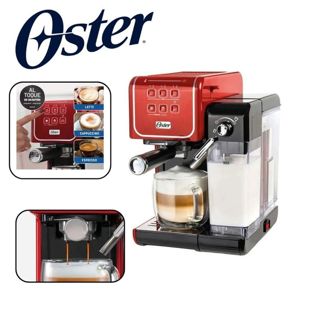 Cafetera Automática de Espresso Oster PrimaLatte Touch Roja BVSTEM6801R