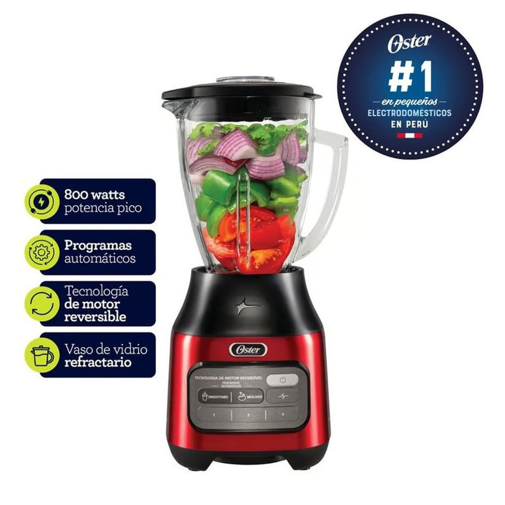 Licuadora Oster® con tecnología reversible 3 velocidades más pulso BLSTPEG CRT