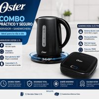 Combo Oster Hervidor Eléctrico 1.7L + Sandwichera Eléctrica Antiadherente