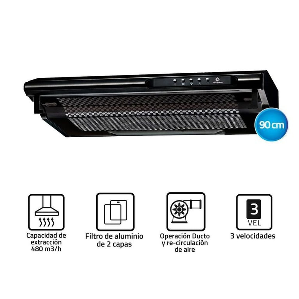 Campana extractora Indurama 90cm Cei-902Ne