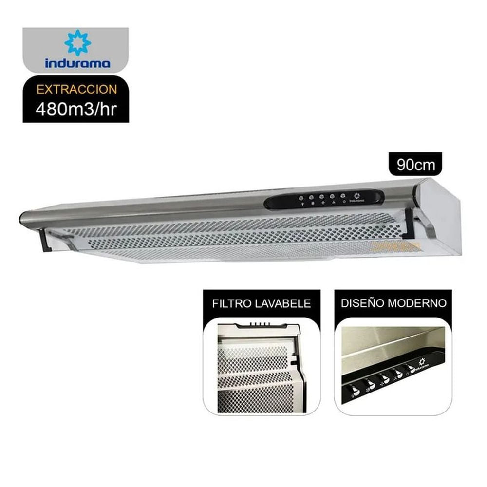 Campana Extractora Indurama CEI-902CRP 90 cm – 3 Velocidades