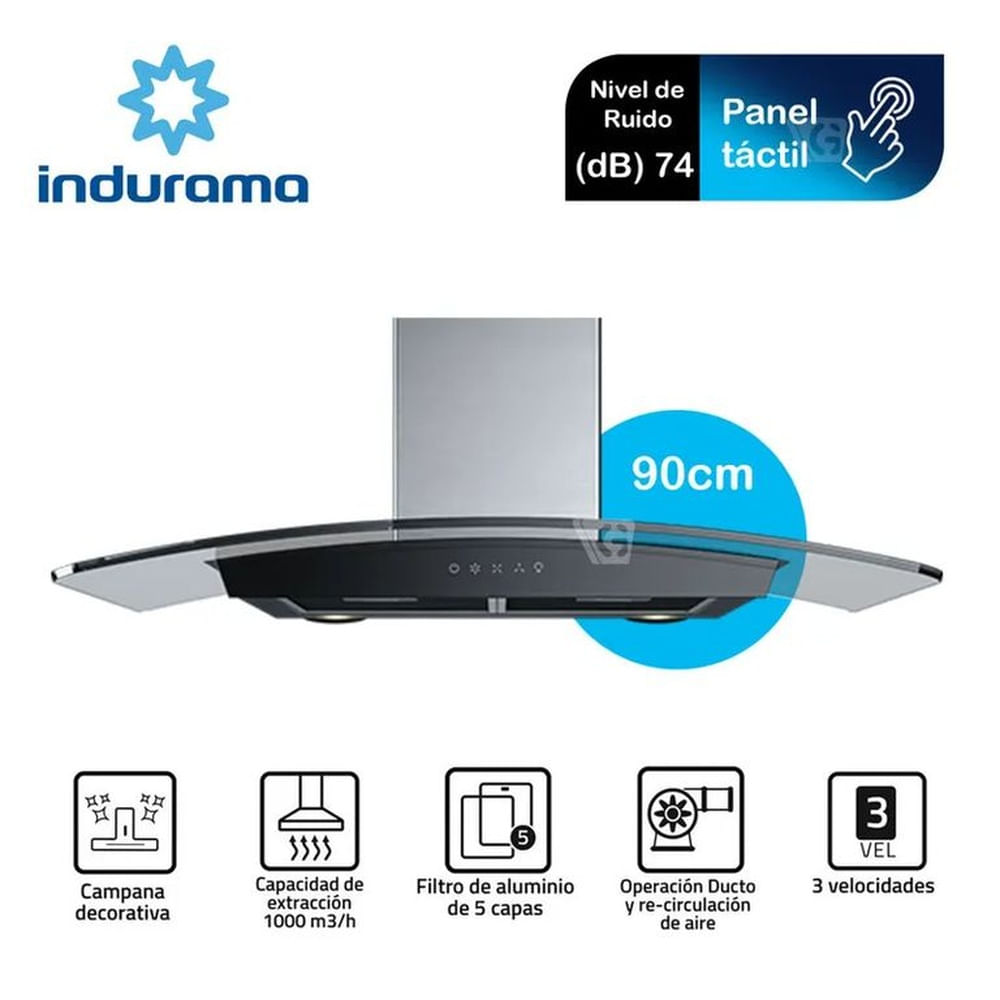 Campana Extractora Tipo Chimenea CEI-90NEVC Inox