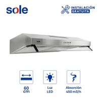 Campana Extractora Roma 60cm Acero Inox Sole TURE16C