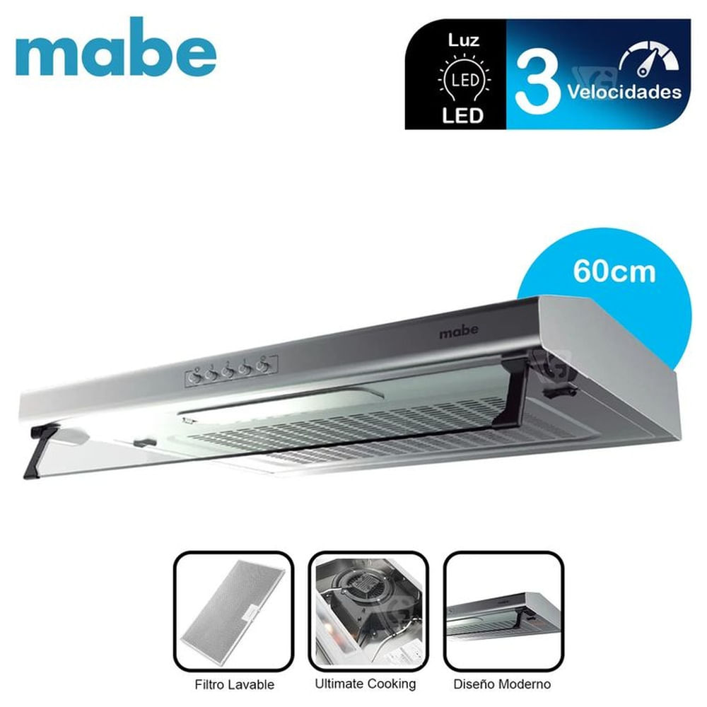 Campana Extractora Utilitaria 60cm Inox Mabe CMU6020PI0
