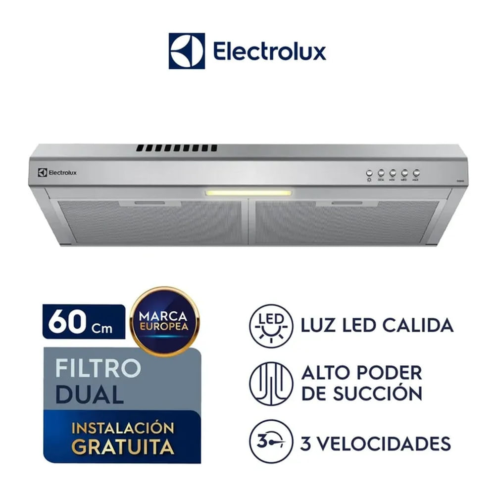 Campana Extractora Electrolux 90cm Alto Poder de Succión inox