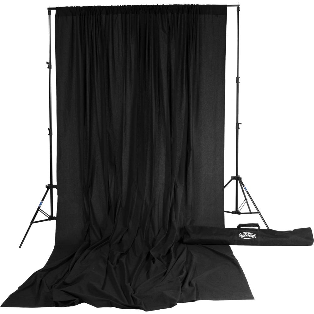 Savage Kit de Fondo Muslin 10 x 12' Negro con Port-A-Stand