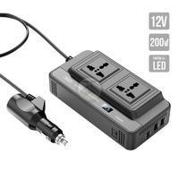 Inversor de Corriente 200W Cigarrera 12V LED USB - USB C LED