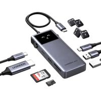 Adaptador Hub USB-C UGREEN 7 en 1 HDMI 4K 60Hz Carga PD 100W Lector SD TF y Pantalla Digital 75179