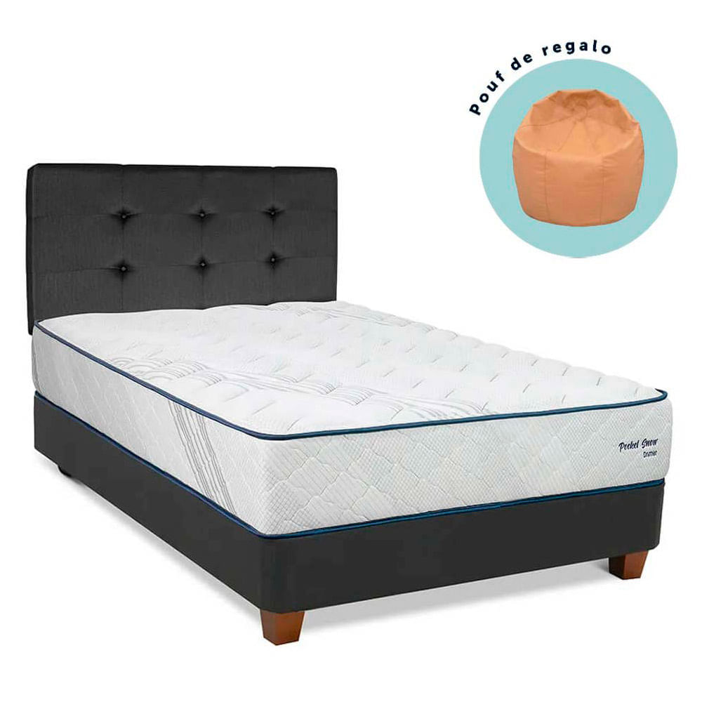 Dormitorio DRIMER Pocket Snow 2 Plazas + 2 Almohadas