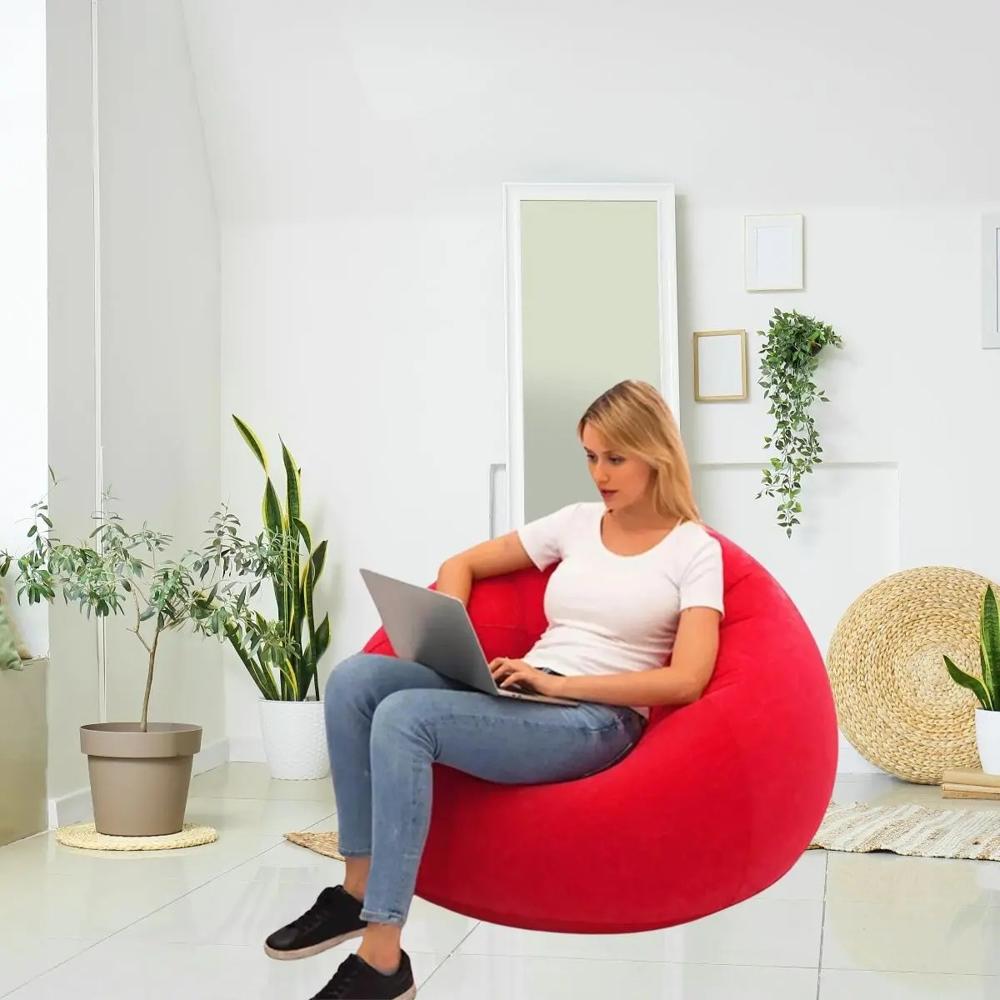 SOFA PUFF INFLABLE COLOR ROJO CON INFLADOR.