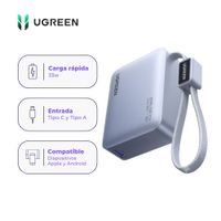 Power Bank UGREEN PB584 10000mAh 33W con Cable USB-C Integrado