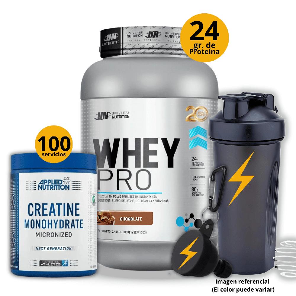 Proteína Whey pro de 1kg Chocolate - Creatina Applied Nutrition de 500gr - regalos