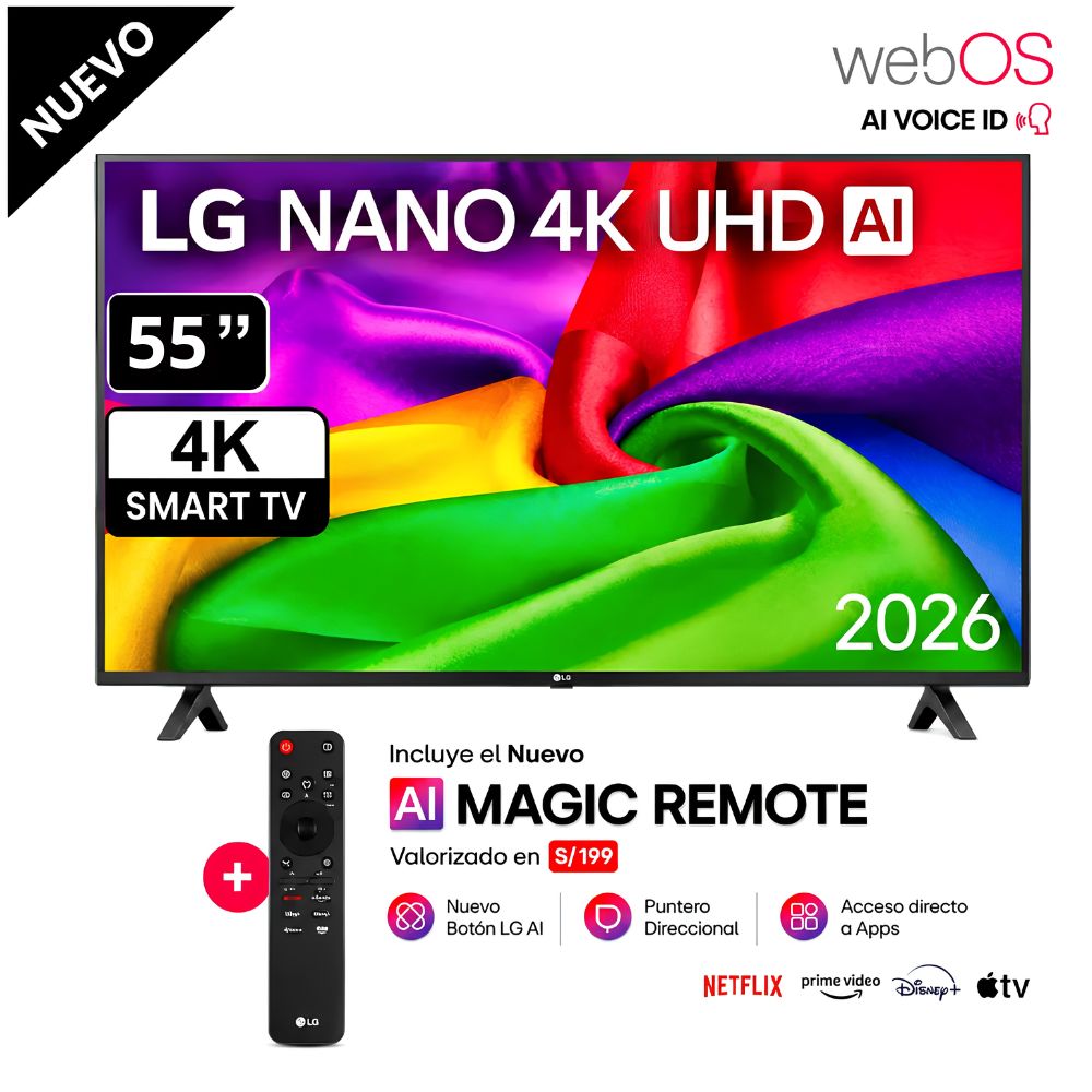 Televisor LG 55 NANO UHD 4K ThinQ AI 55NU800BPSB - 2026
