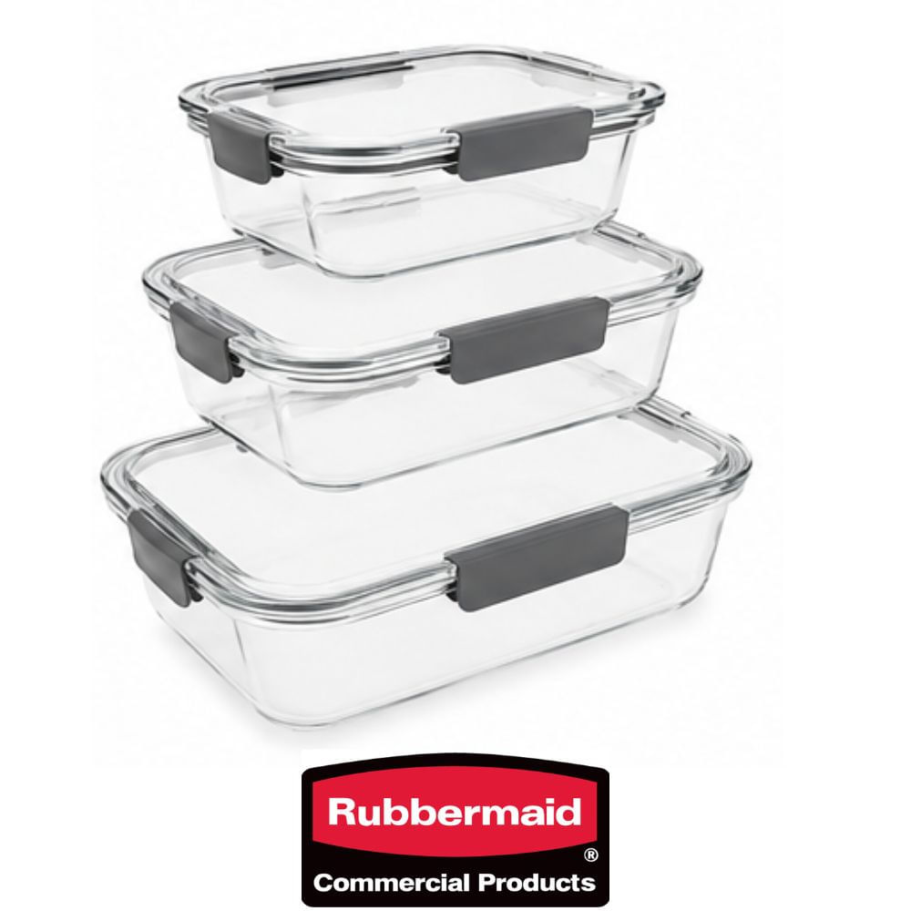 Set de 3 Tapers herméticos de Vidrio Rubbermaid 2118304 made In USA