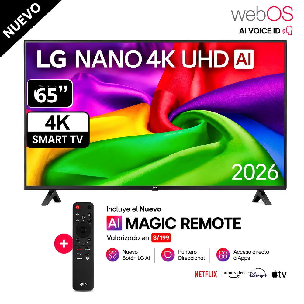 Televisor LG 65 NANO 4K UHD AI Smart TV  65NU800BPSBQ - 2026