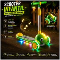 SCOOTER INFANTIL DINOSAURIO PLEGABLE HIDRÁULICO 3 RUEDAS ANCHAS CON LUCES LED Y MÚSICA 2026