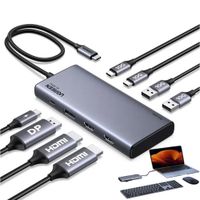 Adaptador Hub USB-C Ugreen Revodok 8 en 1 Triple Pantalla 4K 2x HDMI DisplayPort 10Gbps PD 35625