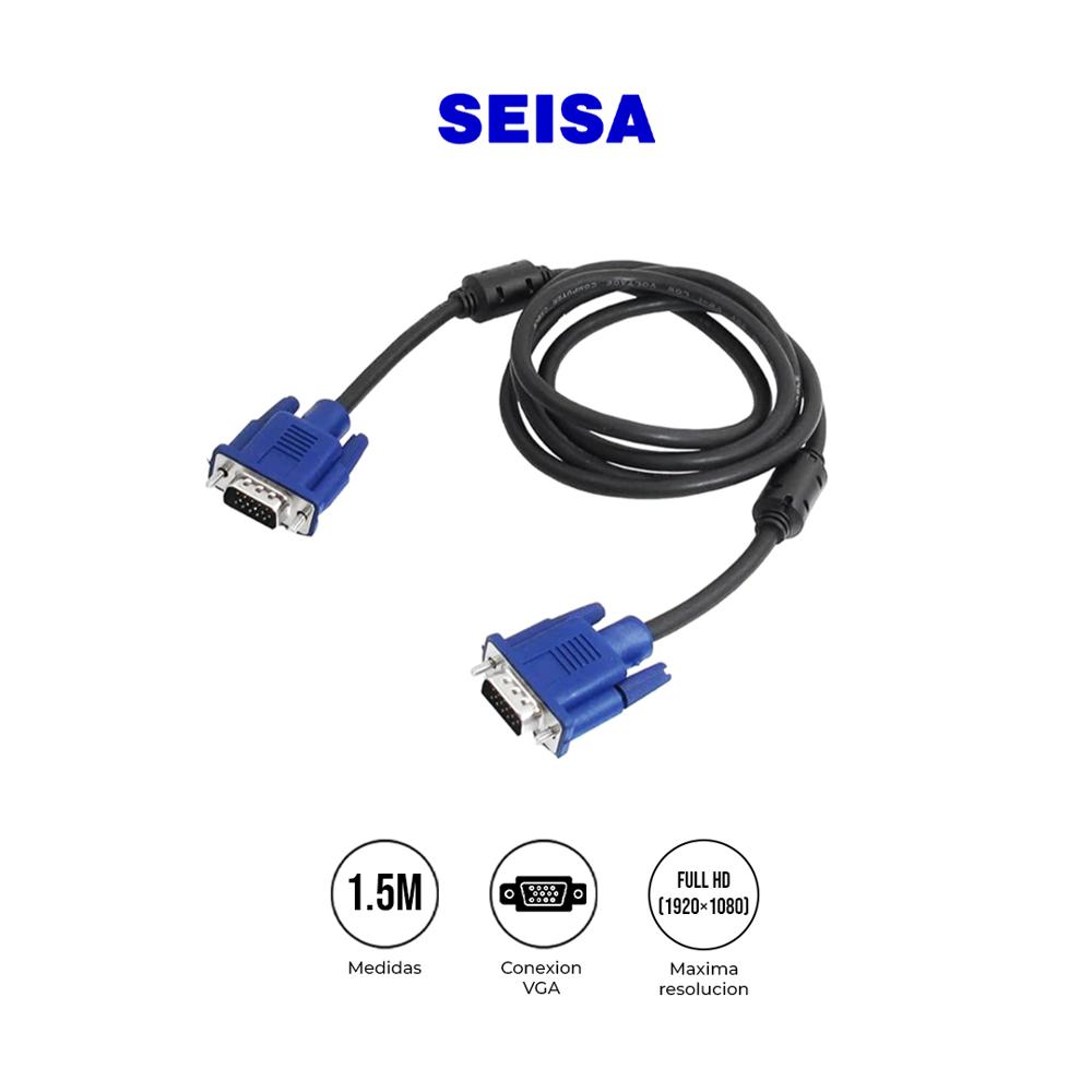 Cable VGA Macho a Macho 1.5m MYE-3101 HD15 15 Pines con Filtro de Ferrita para PC Monitor