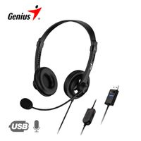 Audífono USB-A con Micrófono Genius HS-230U 2.4M Control de Volumen Negro para PC Laptop