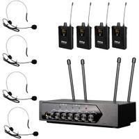 Pyle Pro Sistema Inalámbrico PDWM4122 con 4 Transmisores Bodypack 4 Micrófonos Headset