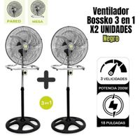 Ventilador Bossko BK-8219VI CAJA 2Uni 5 Aspas 3 en 1 de 18'' 200W Negro Caja