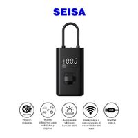 Bomba de Aire Portátil SEISA AF-C05 150 PSI, Inflador Inalámbrico USB-C con Pantalla Digital