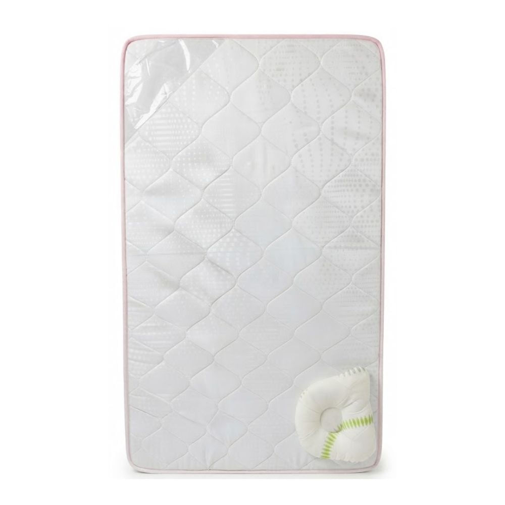 Colchón para cuna bebe detalles Rosado con Almohada   Pelotitas
