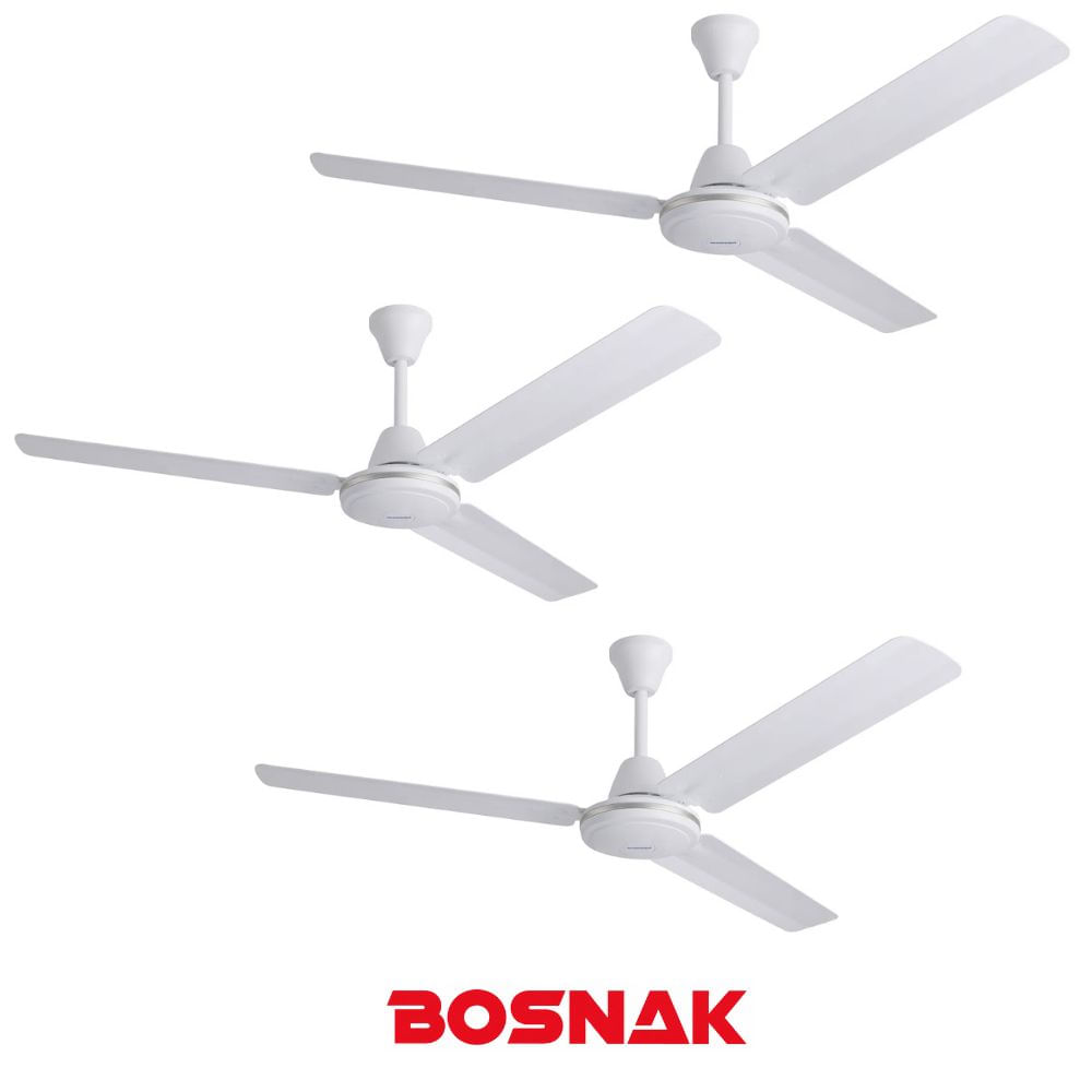 Pack 03 Ventiladores de techo Bosnak BK 520 56 Pulg 65 W Blanco