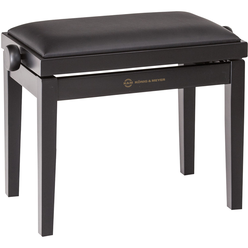 K y M Banco de Piano 13910 con Acabado Mate y Asiento de Imitación Cuero Negro
