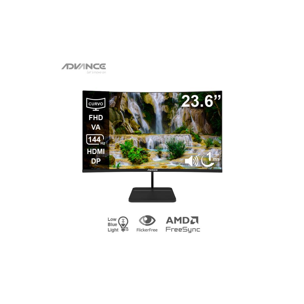 MONITOR CURVO ADVANCE ADV-2456S 23.6 FHD VA 144HZ 1MS HDMI DP CON PARLANTES