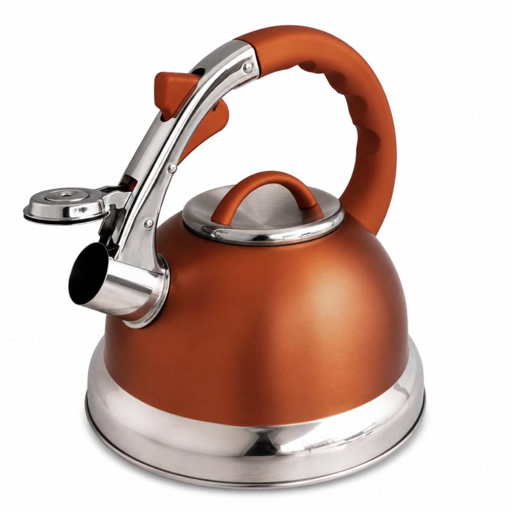 Tetera Silbadora Kaisa Villa 3.5L de Acero Inoxidable Fondo 3 Capas para Inducción Naranja