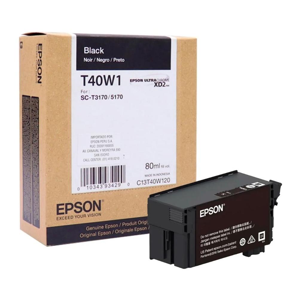 Cartucho de Tinta Epson T40W120 Negro 80ml Alta Capacidad para SureColor SC-T2170/T3170/T5170