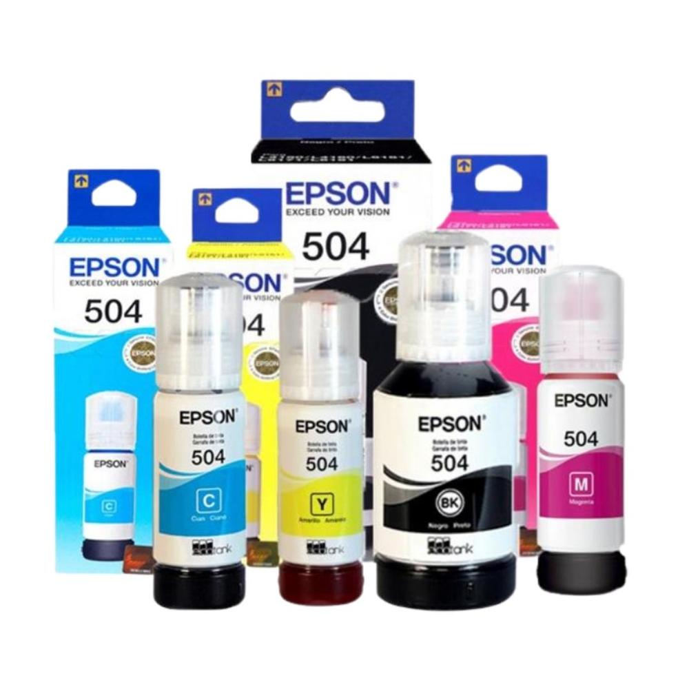 Kit de Tintas EPSON 504 4 Colores para EcoTank L4150 L4160 L4260 L6270 L14150